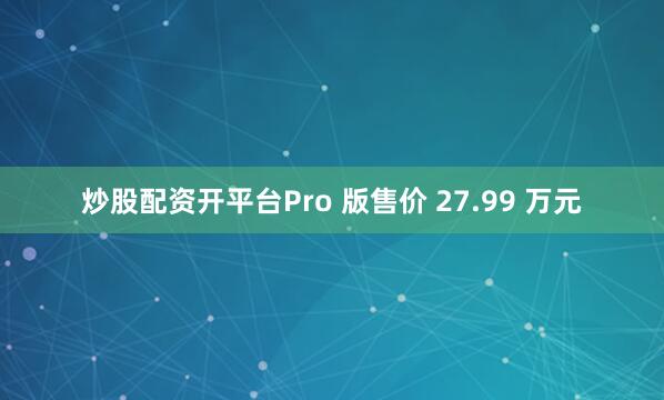 炒股配资开平台Pro 版售价 27.99 万元